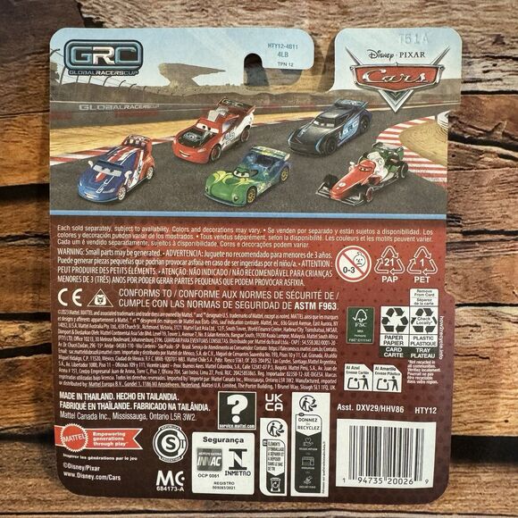 Disney Pixar Cars GRC Raoul Çaroule #6 Diecast Metal Mattel New Sealed MOC - Picture 3 of 7